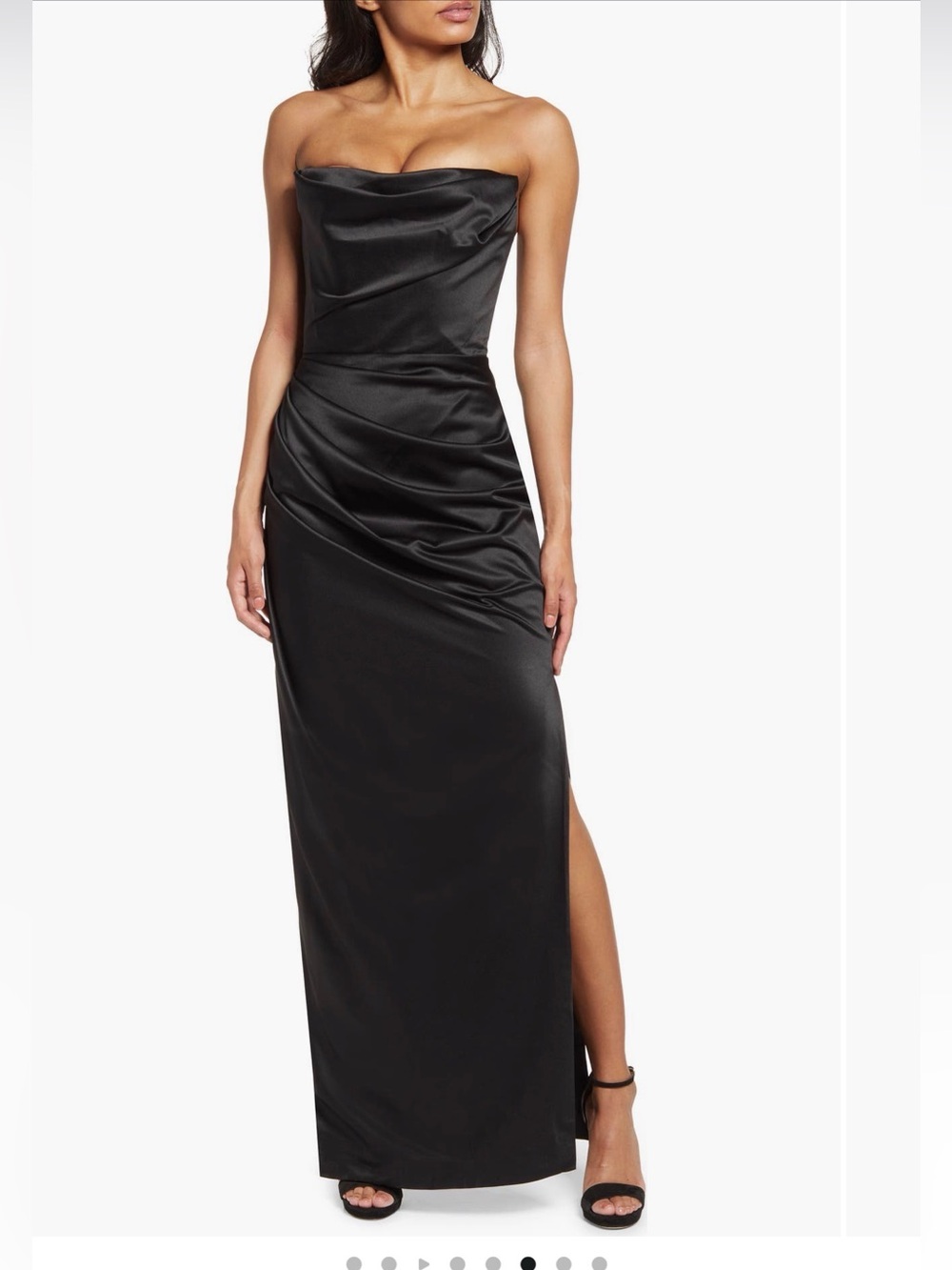 House of CB Adrienne Satin Strapless Gown Black Small D/E Worn Once